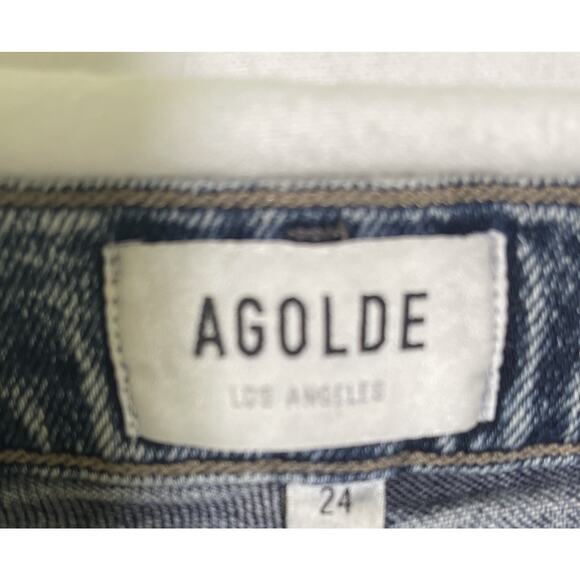 Agolde Jaime High Rise Jeans Button-Fly Organic Cotton Blue Sz.24 - Picture 3 of 5